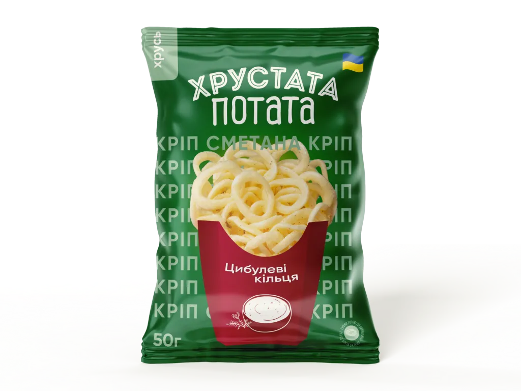 Хрустата Потата — цибулеві кільця, упаковка 50 г